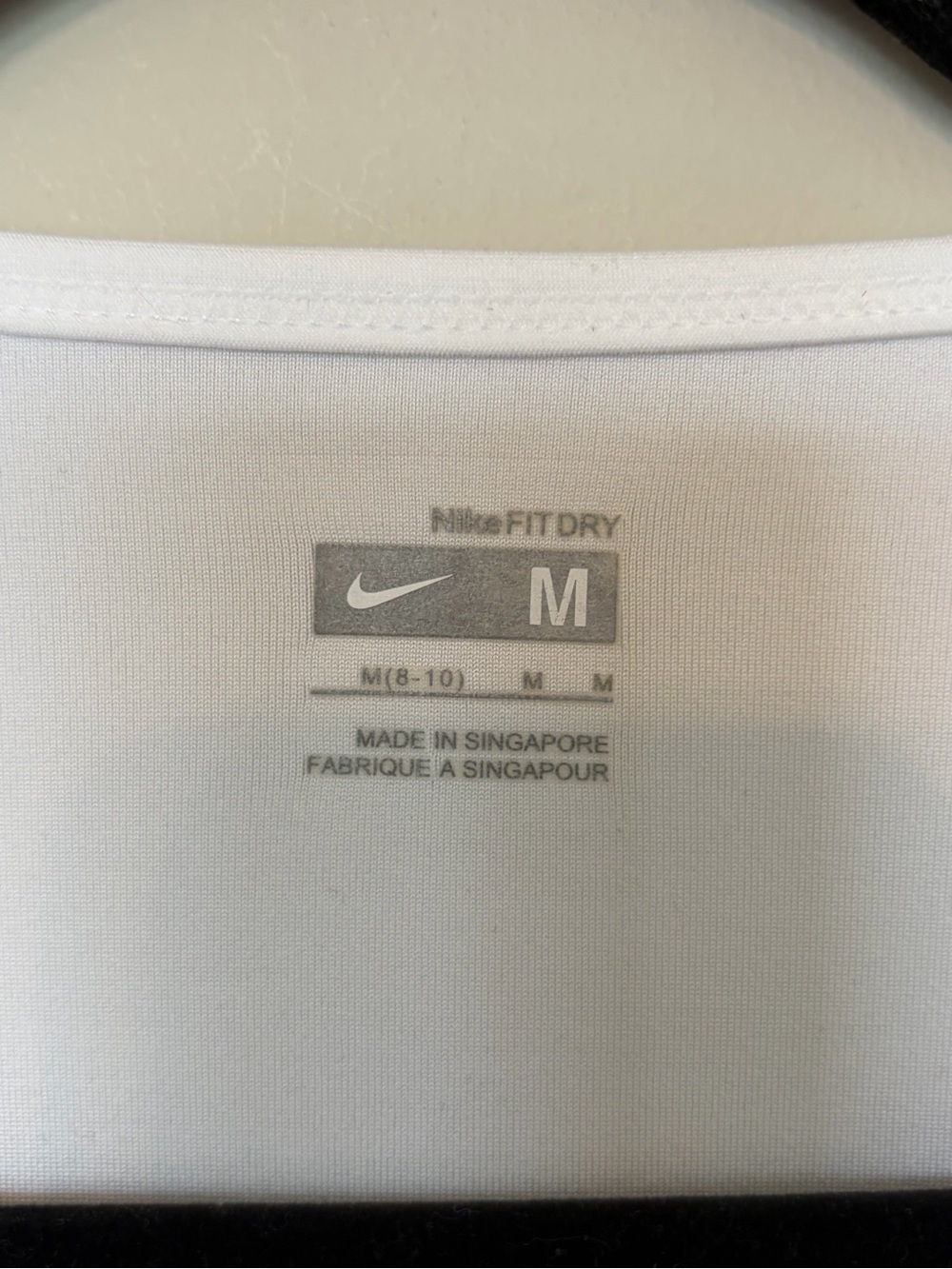 Nike White V-Neck Women's Athletic Tank with Swoosh - Picture 3 of 3